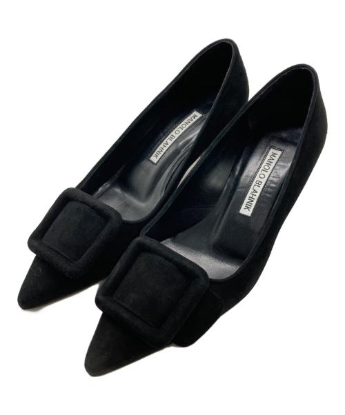Manolo Blahnik（マノロブラニク）Manolo Blahnik (マノロブラニク) スウェードパンプス ブラック サイズ:34 1/2の古着・服飾アイテム