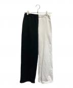 SHISHIKUIシシクイ）の古着「バイカラースウェットパンツ」｜ブラック×ホワイト