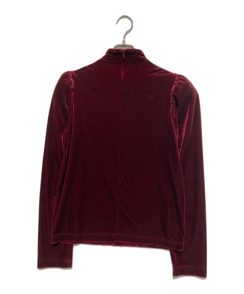 noir kei ninomiya（ノワール ケイ ニノミヤ）noir kei ninomiya (ノワール ケイ ニノミヤ) ストレッチベルベットハイネックカットソー ワインレッド サイズ:XSの古着・服飾アイテム