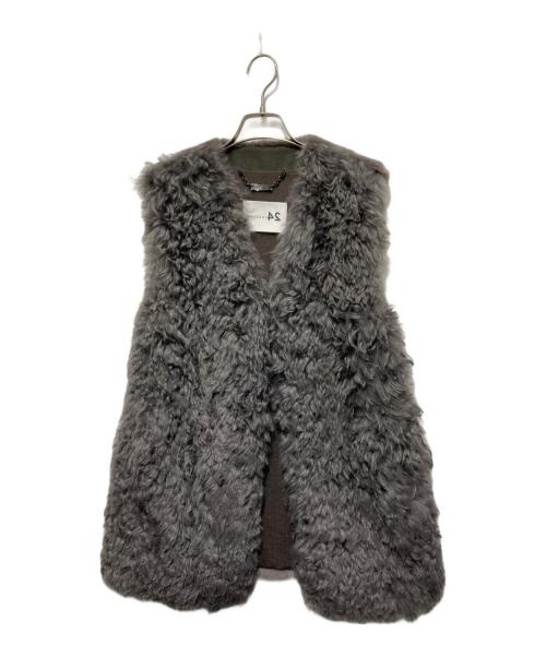 manzoni24（マンゾーニ24）manzoni24 (マンゾーニ24) ムートン×ラビットファーベスト グレー サイズ:40の古着・服飾アイテム