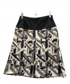 PRADAプラダ）の古着「ボックスプリーツスカート」｜ブラック×ベージュ