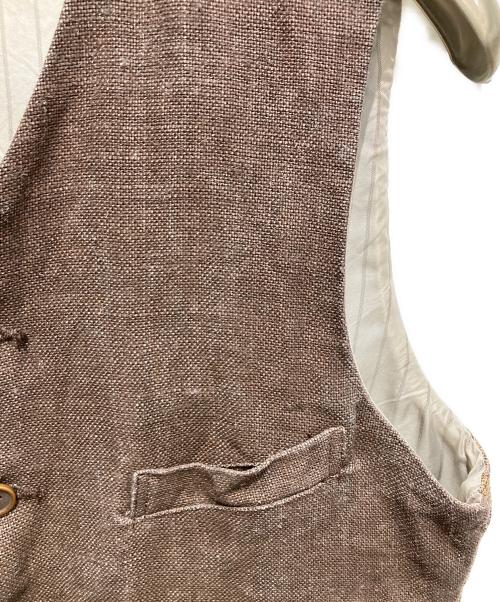KAPITAL（キャピタル）KAPITAL (キャピタル) ヤシの木柄リネンブレンドベスト ブラウン×ベージュ サイズ:3の古着・服飾アイテム