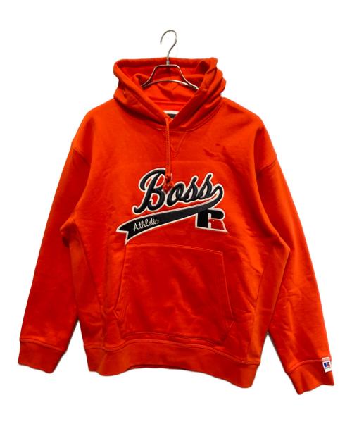 BOSS HUGO BOSS（ボス ヒューゴボス）BOSS HUGO BOSS (ボス ヒューゴボス) RUSSELL ATHLETIC (ラッセルアスレチック) 刺繍パーカー オレンジ サイズ:Lの古着・服飾アイテム