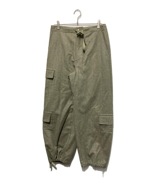 DRAWER（ドゥロワー）Drawer (ドゥロワー) シルク混ウールヘリンボーンカーゴパンツ カーキ サイズ:38の古着・服飾アイテム