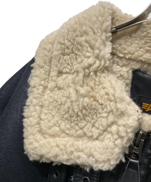ALPHA（アルファ）ALPHA (アルファ) フェイクムートンフライトジャケット ブラック サイズ:XLの古着・服飾アイテム