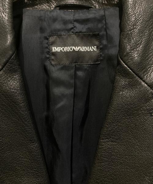 EMPORIO ARMANI（エンポリオ アルマーニ）EMPORIO ARMANI (エンポリオアルマーニ) レザージャケット ブラック サイズ:54の古着・服飾アイテム