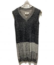 MM6 Maison Margiela（エムエムシックスメゾンマルジェラ）の古着「20AW カラーブロックモヘヤブレンドニットワンピース」｜ブラック