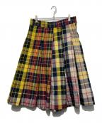 COMME des GARCONSコムデギャルソン）の古着「チェックスカート」｜イエロー