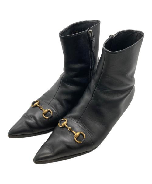 GUCCI（グッチ）GUCCI (グッチ) サイドジップビットブーツ ブラック サイズ:37 1/2の古着・服飾アイテム