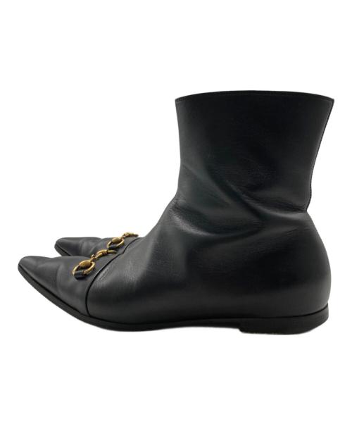 GUCCI（グッチ）GUCCI (グッチ) サイドジップビットブーツ ブラック サイズ:37 1/2の古着・服飾アイテム