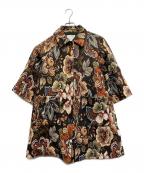 ESTNATIONエストネーション）の古着「花柄ジャガードコート」｜ブラック×ブラウン