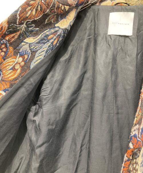 ESTNATION（エストネーション）ESTNATION (エストネーション) 花柄ジャガードコート ブラック×ブラウン サイズ:38の古着・服飾アイテム