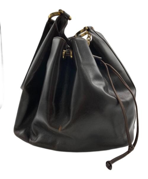 Salvatore Ferragamo（サルヴァトーレ フェラガモ）Salvatore Ferragamo (サルヴァトーレ フェラガモ) 巾着型 ショルダーバッグ ブラウンの古着・服飾アイテム