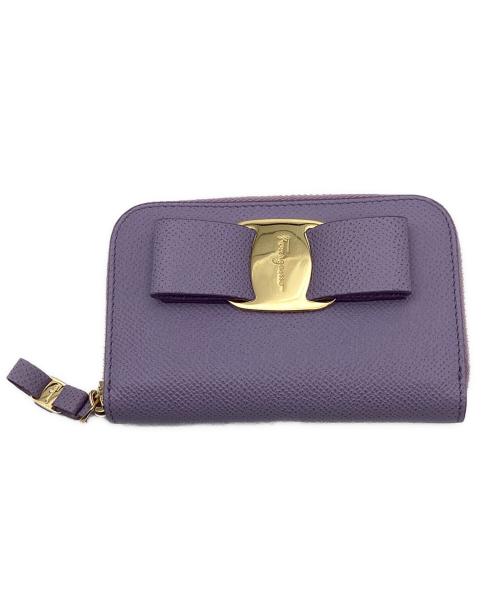 Salvatore Ferragamo（サルヴァトーレ フェラガモ）Salvatore Ferragamo (サルヴァトーレ フェラガモ) リボンレザーコインケース パープルの古着・服飾アイテム