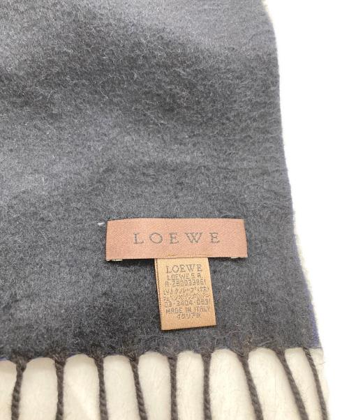 LOEWE（ロエベ）LOEWE (ロエベ) アナグラム刺繍シルクカシミヤストール ネイビーの古着・服飾アイテム