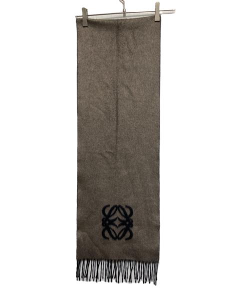 LOEWE（ロエベ）LOEWE (ロエベ) アナグラム刺繍シルクカシミヤストール ネイビーの古着・服飾アイテム