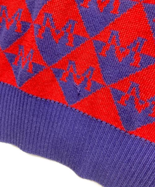 MONCLER（モンクレール）MONCLER (モンクレール) GIROCOLLO TRICOT 総柄ニット レッド サイズ:XXLの古着・服飾アイテム