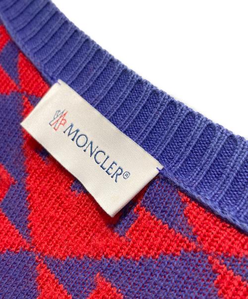 MONCLER（モンクレール）MONCLER (モンクレール) GIROCOLLO TRICOT 総柄ニット レッド サイズ:XXLの古着・服飾アイテム