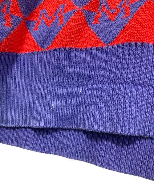 MONCLER（モンクレール）MONCLER (モンクレール) GIROCOLLO TRICOT 総柄ニット レッド サイズ:XXLの古着・服飾アイテム