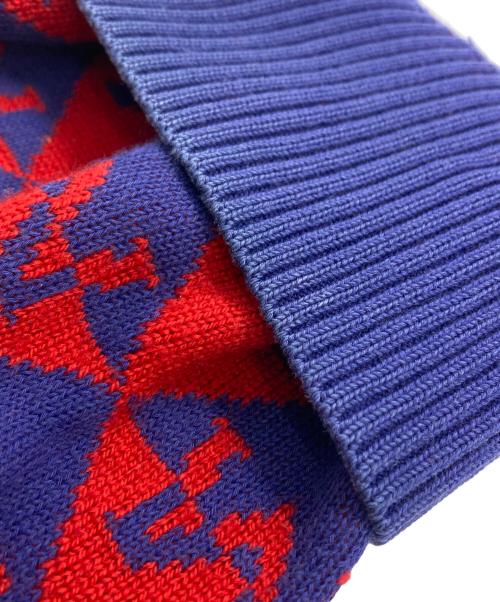 MONCLER（モンクレール）MONCLER (モンクレール) GIROCOLLO TRICOT 総柄ニット レッド サイズ:XXLの古着・服飾アイテム