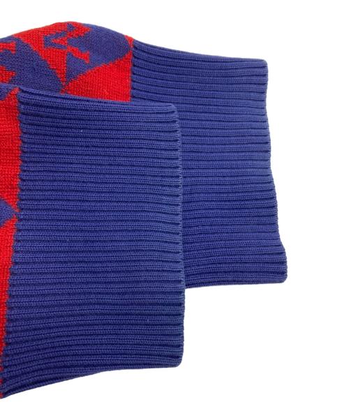 MONCLER（モンクレール）MONCLER (モンクレール) GIROCOLLO TRICOT 総柄ニット レッド サイズ:XXLの古着・服飾アイテム