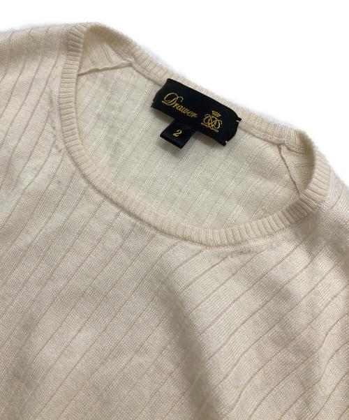 DRAWER（ドゥロワー）DRAWER (ドゥロワー) 18G カシミヤシルクリブクルーネックニット ベージュ サイズ:2の古着・服飾アイテム