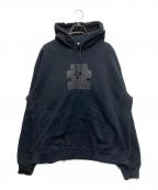 BlackEyePatchブラックアイパッチ）の古着「レザーロゴプルオーバーフーディー」｜ブラック