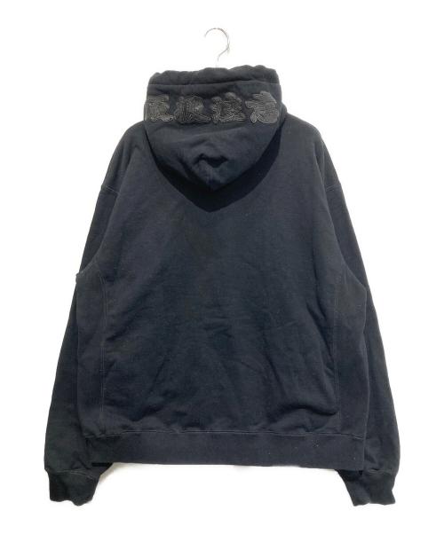 BlackEyePatch（ブラックアイパッチ）BlackEyePatch (ブラックアイパッチ) レザーロゴプルオーバーフーディー ブラック サイズ:XLの古着・服飾アイテム