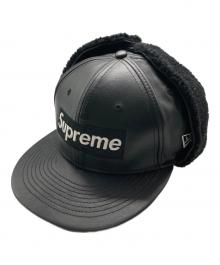 SUPREME×New Era（シュプリーム×ニューエラ）の古着「Leather Earflap Box Logo」｜ブラック