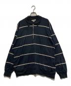 BLURHMSブラームス）の古着「コットンネップ ボーダーカラー ハーフジップ」｜ブラック