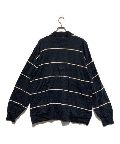 BLURHMS（ブラームス）blurhms (ブラームス) コットンネップ ボーダーカラー ハーフジップ ブラック サイズ:3の古着・服飾アイテム