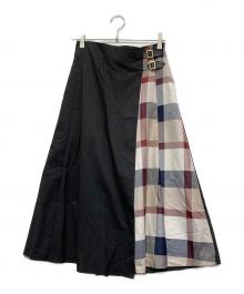 BLUE LABEL CRESTBRIDGE（ブルーレーベルクレストブリッジ）の古着「マットツイルストレッチスカート風パンツ」｜ブラック