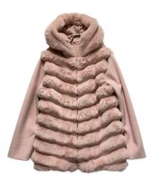 JENNE（ジェンヌ）の古着「袖取り外し２WAYファージャケットコート」｜ピンク