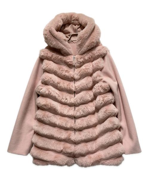 JENNE（ジェンヌ）JENNE (ジェンヌ) 袖取り外し２WAYファージャケットコート ピンク サイズ:Lの古着・服飾アイテム