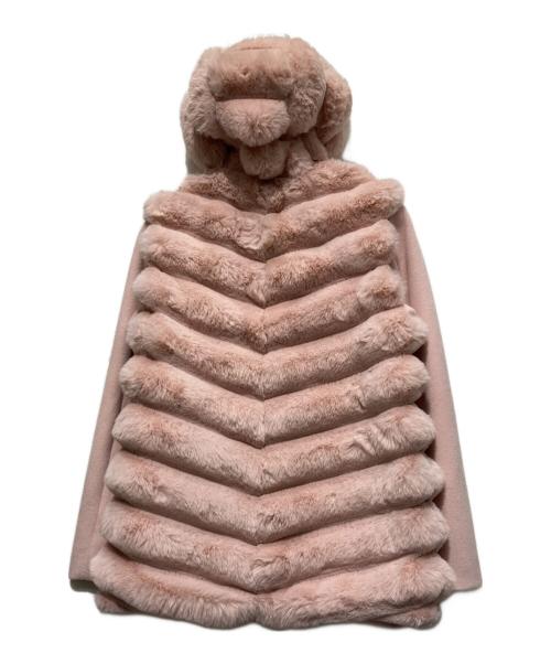 JENNE（ジェンヌ）JENNE (ジェンヌ) 袖取り外し２WAYファージャケットコート ピンク サイズ:Lの古着・服飾アイテム