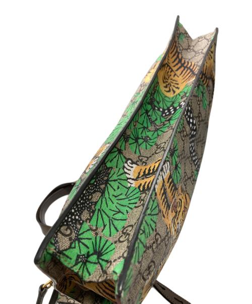 GUCCI（グッチ）GUCCI (グッチ) 2WAY GGスプリーム ベンガルプリント トートバッグ ベージュの古着・服飾アイテム