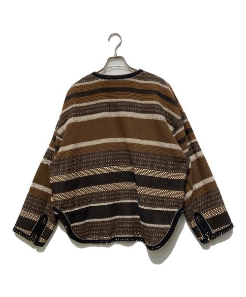 DES PRES（デ プレ）DES PRES (デ プレ) リサイクルコットンジャカード ノーカラーショートコート ブラウン サイズ:36の古着・服飾アイテム