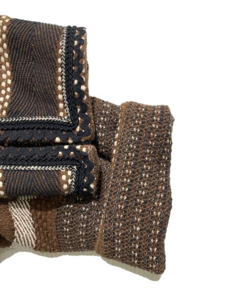 DES PRES（デ プレ）DES PRES (デ プレ) リサイクルコットンジャカード ノーカラーショートコート ブラウン サイズ:36の古着・服飾アイテム