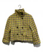 Lallia Muラリア ムー）の古着「ビックカラーチェックショートコート」｜イエロー