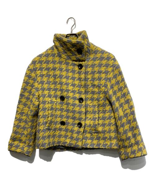 Lallia Mu（ラリア ムー）Lallia Mu (ラリア ムー) ビックカラーチェックショートコート イエロー サイズ:38の古着・服飾アイテム