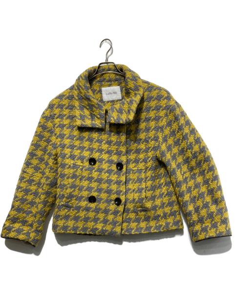 Lallia Mu（ラリア ムー）Lallia Mu (ラリア ムー) ビックカラーチェックショートコート イエロー サイズ:38の古着・服飾アイテム