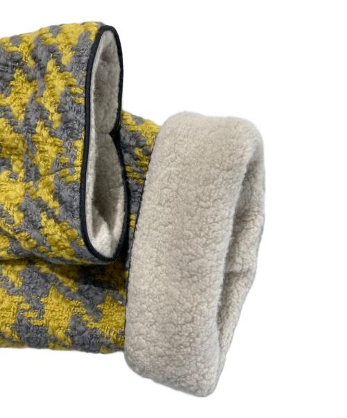 Lallia Mu（ラリア ムー）Lallia Mu (ラリア ムー) ビックカラーチェックショートコート イエロー サイズ:38の古着・服飾アイテム