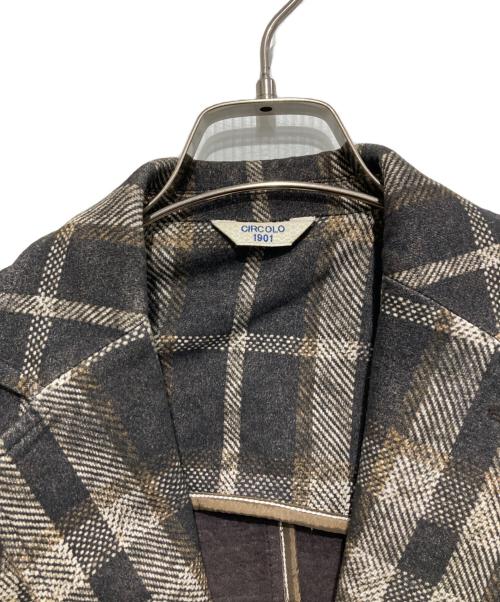 CIRCOLO 1901（チルコロ1901）Circolo 1901 (チルコロ1901) チェックテーラードジャケット ベージュ サイズ:46の古着・服飾アイテム