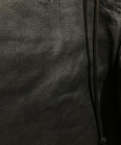 DARKRTPTS（ダークアールティーピーティーエス）DARKRTPTS (ダークアールティーピーティーエス) double Waist Drawstring Waxed Studded Denim Pants ブラック サイズ:Lの古着・服飾アイテム