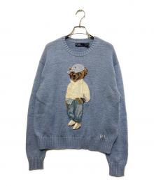 POLO RALPH LAUREN（ポロ・ラルフローレン）の古着「ベアクルーネックセーター」｜スカイブルー