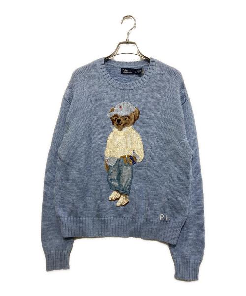 POLO RALPH LAUREN（ポロ・ラルフローレン）POLO RALPH LAUREN (ポロ・ラルフローレン) ベアクルーネックセーター スカイブルー サイズ:Sの古着・服飾アイテム