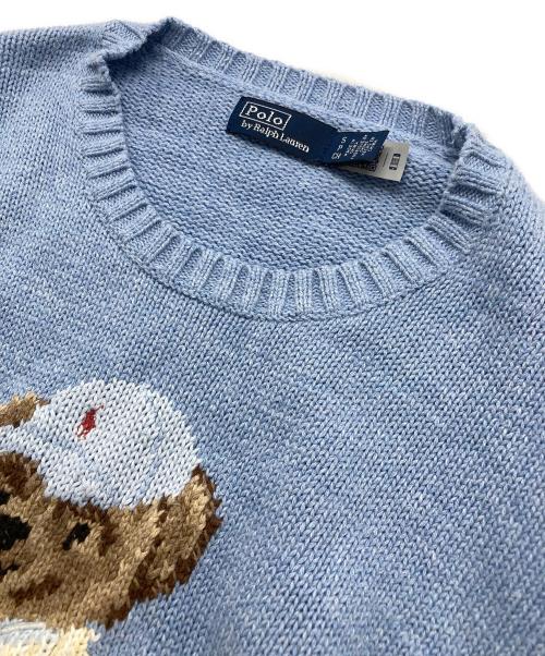 POLO RALPH LAUREN（ポロ・ラルフローレン）POLO RALPH LAUREN (ポロ・ラルフローレン) ベアクルーネックセーター スカイブルー サイズ:Sの古着・服飾アイテム
