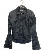 Y'sワイズ）の古着「変形リネン混レーヨンシャツ」｜ブラック