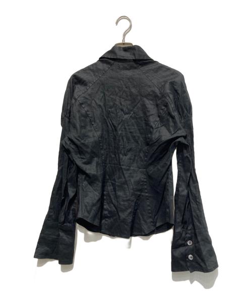 Y's（ワイズ）Y's (ワイズ) 変形リネン混レーヨンシャツ ブラック サイズ:不明の古着・服飾アイテム