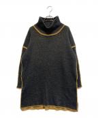 ISSEY MIYAKEイッセイミヤケ）の古着「裾スリットハイネックニット」｜ブラック×ベージュ